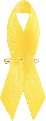 Image of Curvier 200PCS Yellow Satin Ribbons Lapel Pins for Childhood Cancer Awareness Ribbon