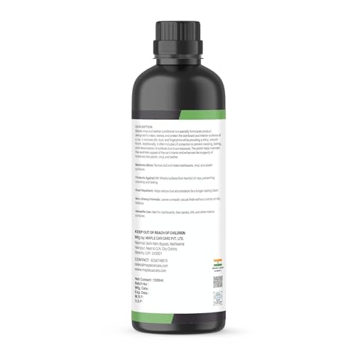 Image of Maple Car Care Vinyl & Leather Conditioner (1 Litre) | Car Interior Cleaner & Protectant for Leather Seats, Dashboard & Upholstery | UV Protection, Restores Shine & Non-Greasy Finish