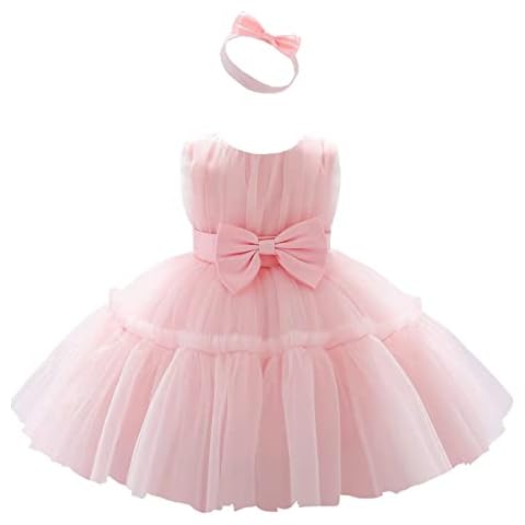 TUIJI Toddler Baby Party Christmas Easter Dresses Birthday Wedding Little Flower Girl Ruffled Pageant Formal Dress 18M 24M Pink 90 Cover