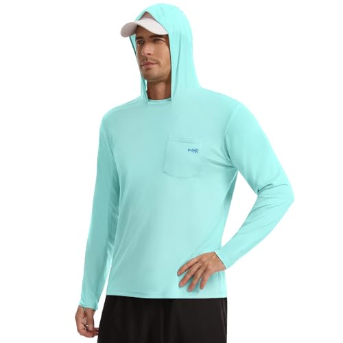 Image of BASSDASH Men's UPF 50+ Fishing Hoodie Shirts with Chest Pocket Lightweight UV Sun Protection Long Sleeve Hiking Sports FS34M