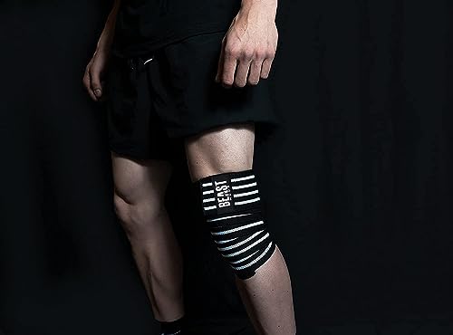 Image of STEIGEN FITNESS Beast Mode Weight Lifting Knee Support For Gym, Knee Wraps for Squats,Knee bands For Men,Knee Straps, Weight Lifting, Cross fit, Gym Workout (WHITE)