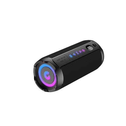 coioc Enceinte Bluetooth Puissante 5.4 sans Fil avec Bass Puissantes, Haut-Parleur Portable 25W, LED Écran, Autonomie 25H,Son Surround à 360 degrés,Noir