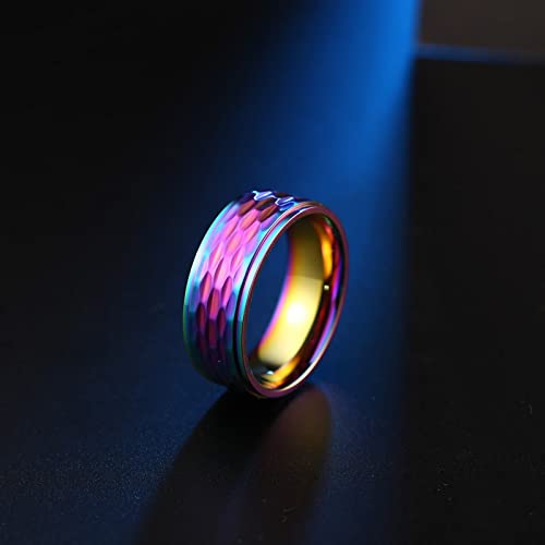 Wycian Ring Damen Personalisiert, Edelstahl Ring Männer Wabenmuster Farbe Größe 60 (19.1) Jubiläums Geschenk für Freund Freundin