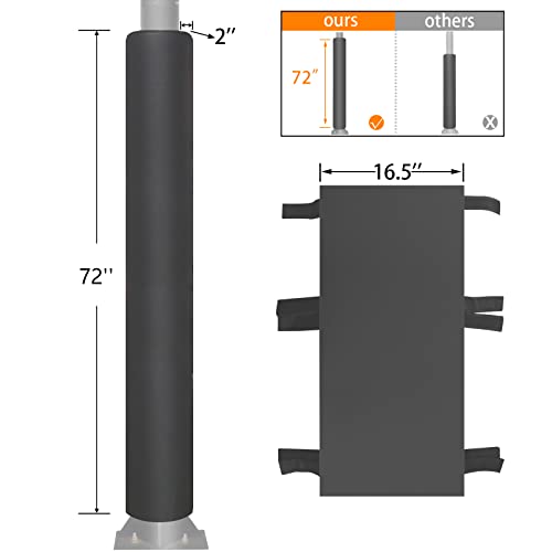 VANCL Pole Pad Round 3-4 Inch Pole Pad Wrap Around - Waterproof Durable Pole Padding for Player Protection Grey Pole Pads