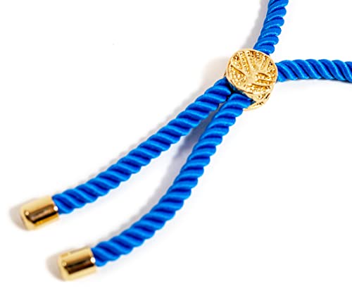 Image of Catholic Blessed Saint Benedict Medal 18K Gold Plated Bracelet Blue String Religious Jewelry