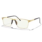 MERRY'S Square Reading Glasses For Men S2001 - Blue Light Blocking | Spring Hinges | Durable Alloy Material | Scratch-Resistant Resin Lenses | Integrated Nose Pads | Ideal for Computer & Reading