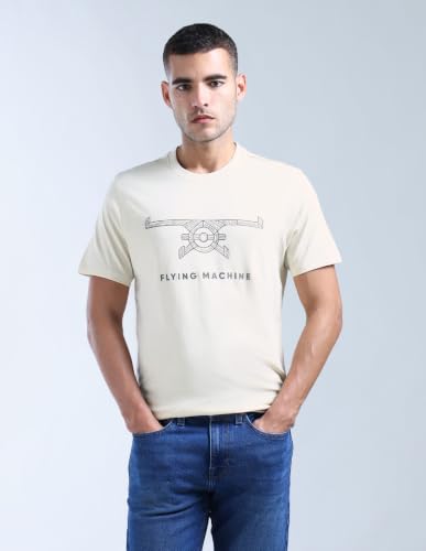 Image of Flying Machine Men's Regular Fit T-Shirt | Printed | Tshirt for Man