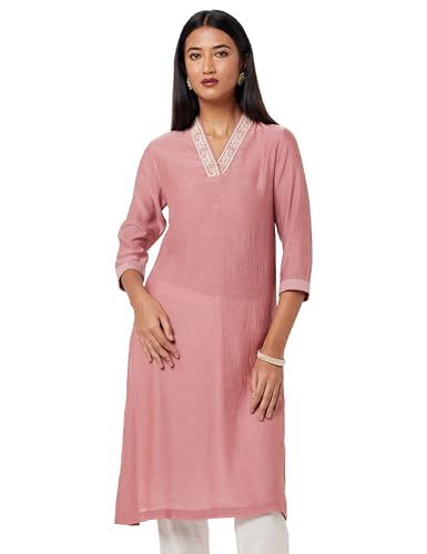 Image of BIBA Women's Polyester Straight Fit Solid Kurta