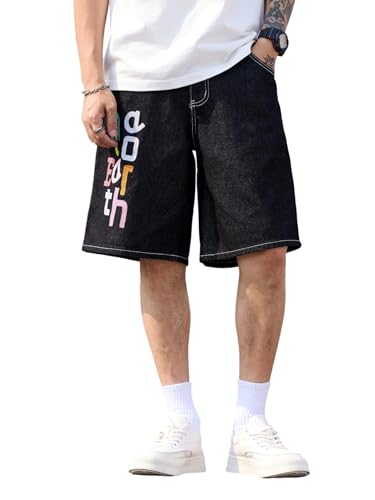 DFGIGT Mens Womens Jorts Baggy Loose Fit Jean Shorts Wide Leg