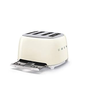 Smeg 50s Retro 4-Slot Toaster TSF03CRUS Bundle with Bamboo Tongs - Cream Smeg 50s Retro 4 Slot Toaster TSF03CRUS Bundle with Bamboo Tongs Cream
