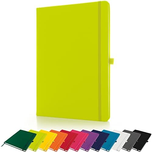 Premium A5 Notebook New Lined Hardback Journal with Pen Loop, 196 Page, Elastic Closure and Ribbon Marker Notepad Note Book Notes Pad (Silver)