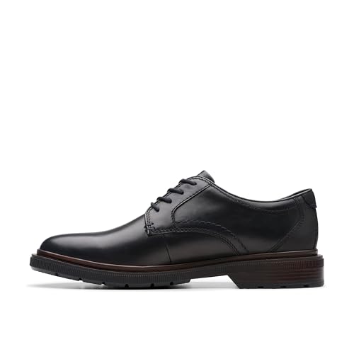 Clarks Men's Burchill Derby Oxford, Black Leather, 10