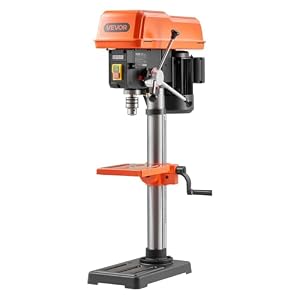 VEVOR Tischbohrmaschine 254 mm, Säulenbohrmaschine 400 W, Standbohrmaschine mit Drehzahlregelung 440 bis 2600 U/min, Laser, Neigbarer Tisch 45° & LED, Bohrmaschine für Holz- & Metallbearbeitung