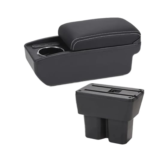 センターコンソールボックス のためにスズキのためにジムニー JB74 2019-2021 2022 2023 2024 車内アームレストボックス 収納ボックス カップホルダー レトロフィットアクセサリー(B3 Black white 6USB)