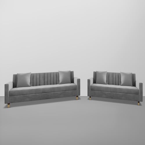 Image of Casaliving Garcia 3+2 Seater Sofa Set for Living Room (Dark Grey)