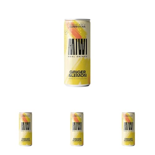 MIWI Kombucha sin azúcar (Ginger & Lemon, 1 lata) (Paquete de 4)