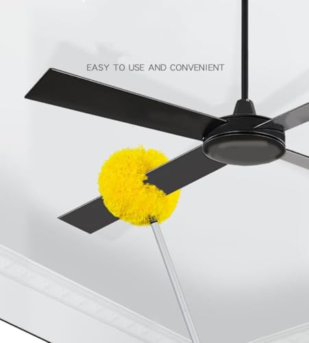 Image of Ceiling fan dust collector, ultra-fine fiber dust collector with extendable extension rod, suitable for cleaning high ceiling fans, furniture, blinds, cars, bookshelf doors, etc.13-50 inches, (yellow)