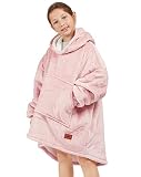 Degrees of Comfort Wearable Blanket Hoodie for Kids Girls, Sherpa Hooded Blankets Sweatshirt with Po