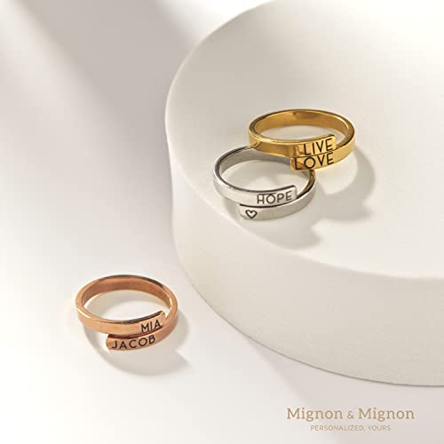 Personalized Initials Wrap Ring, Custom Stacking Ring with Names, Dates, or Messages, Adjustable, Promise or Friendship Ring, Gifts for Women – RWB4