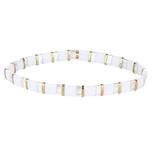 KANYEE Bracelets D&rsquo;amitié Bracelets Extensibles en Perles Tila Boho Bracelets Réglables Vintage pour Femmes – 8B