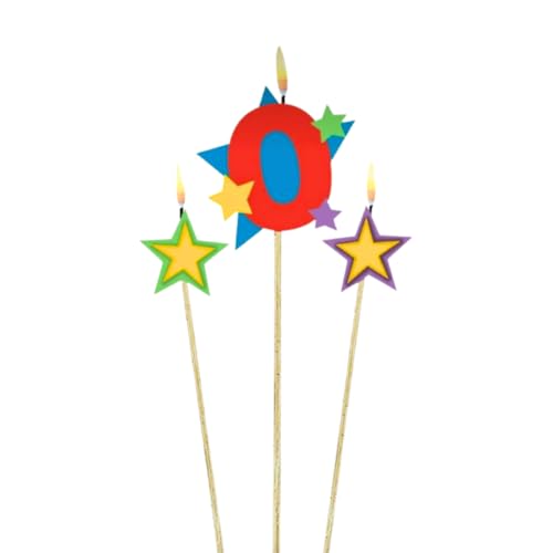 Image of Wanna Party Number 0 Birthday Candle and Stars - 3Ct