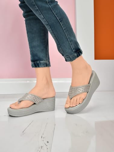 Image of Women's Wedge Heel Flip Flops | Stylish Platform Slippers for Women | Soft Cushioned Comfort | Anti-Slip Sandals | Casual Slip-On Thong Sandals