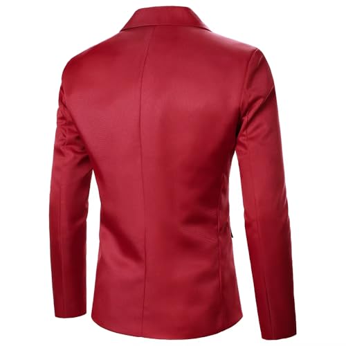 Men's Suit Jacket Contrast Long Sleeve Blazer for Men-Red4