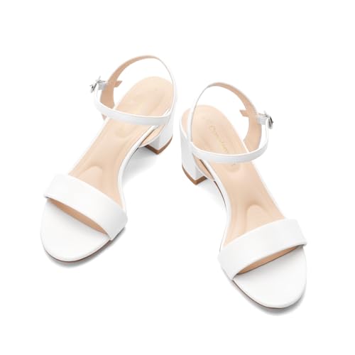 Classic Block Heel Sandals for Women, Comfortable Open Toe Low Chunky Heels [Size Runs Small, 1 Size Up]2