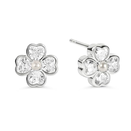 Boucles d'oreilles fleur et cœur Radley argent sterling pour lobe sensible