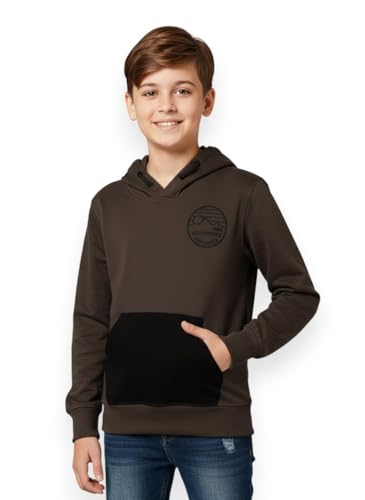 Image of Alan Jones Clothing Boys Cotton Solid Hooded Neck Sweatshirt