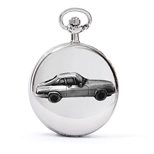 Montre gousset XJS coupé effet étain et boîtier argenté poli
