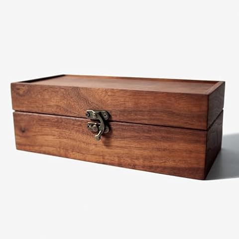 NovelStuffs Premium Black Walnut Deck Box - Perfect Storage for MTG, TCG, Gwent & Poker Cards with 5 Compartments, Fits Poker/Bridge Sized Cards Cover