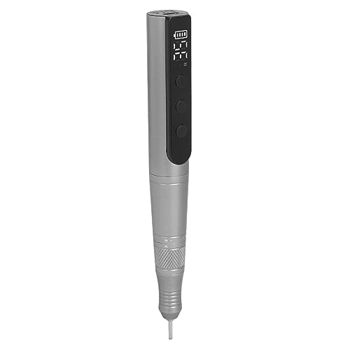 Bonbela Molinillo de Uñas Eléctrico 35000 Rpm Pulidor de Uñas Recargable Portátil Pluma Máquina Pulidora de Uñas con Control de Velocidad 6 Cabezales de Pulido para Manicura Pedicura (Gris)