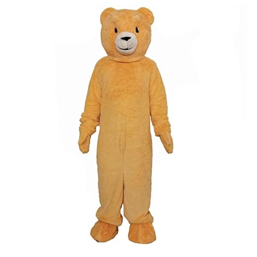 MatGui Costume de mascotte d'ours en peluche pour Halloween, jaune, Large