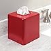 mDesign Metal Square Tissue Box Cover, Modern Facial Paper Holder - Accessories for Bathroom Vanity Countertop, Bedroom Dresser, Night Stand, Desk, Office and End Table - Unity Collection - Red