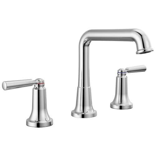 Delta Saylor Chrome Bathroom Faucet 3 Hole, 8 Inch Widespread Bathroom Sink Faucet for Vanity, Metal Push-Pop Drain Assembly, Chrome 3536-MPU-DST