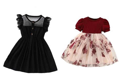 Image of TAGAS Girls Embroidery Pattern Cap Sleeve A-line Knee-Length Dress