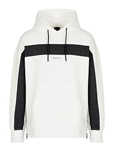 Armani Exchange mens Reflective Stripe Logo Hooded Sweatshirt