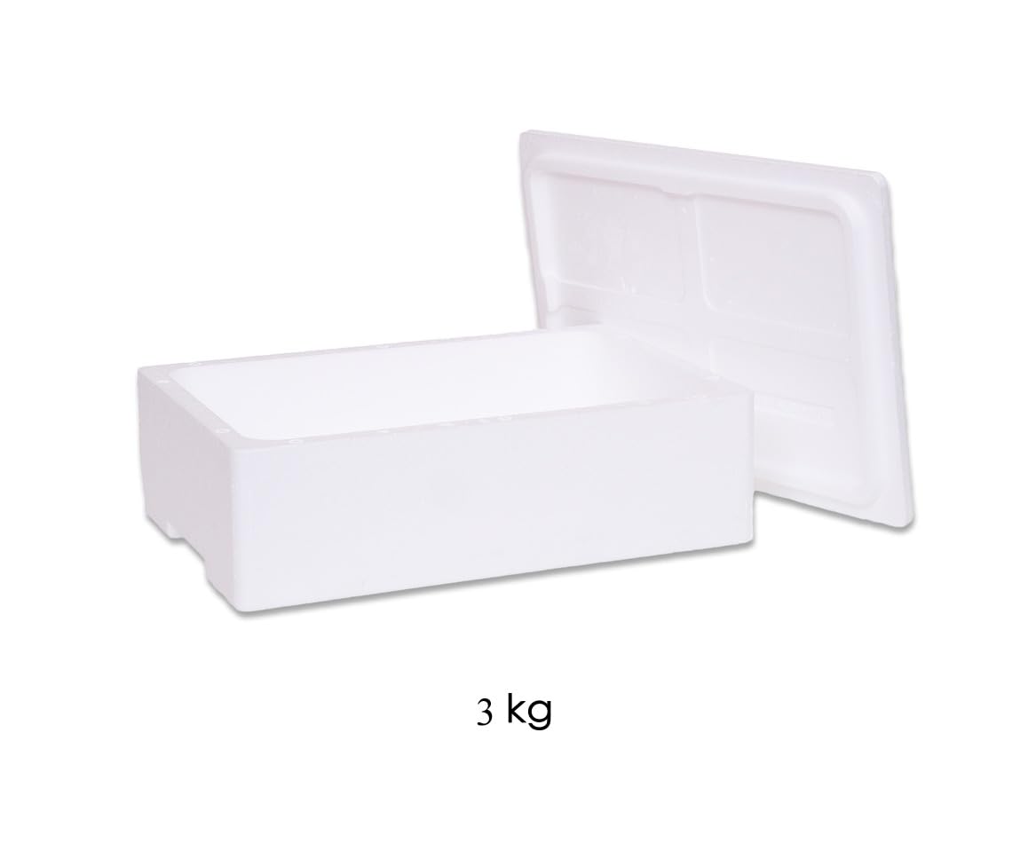 set 6 pezzi CASSA TERMICA IN POLISTIROLO da 3 kg/7,50 lt con coperchio - BOX CONTENITORI TERMICI - TRASPORTO ALIMENTI - 6 PEZZI (3 KG)