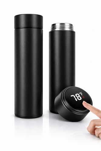 Smart Led Display Temperature Bottle Vacuum Flask Stainless Steel | Leakproof | Travel, Kids, Fitness, Sports, Gym, Workout 500ml (Black, Pack of 1)
