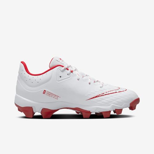 Nike Hyperdiamond 4 Keystone Women's Softball Cleats (FZ0920-104, White/Pure Platinum/University Red)2
