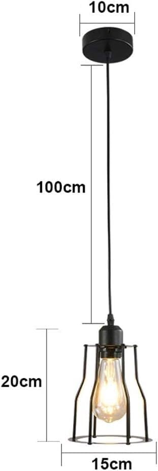 Miniatura 2 de Paquete de 2 lámparas colgantes vintage de jaula de hierro E27E26 sockets de una sola cabeza industrial colgante luz para cocina restaurante
