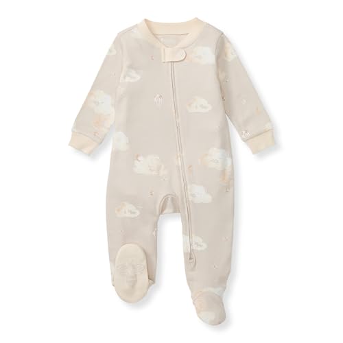 Burt’s Bees Baby Boys Sleep and Play Pajamas, 100% Organic Cotton, One-piece PJs, Diagonal Zip Up Loose Fit Footie
