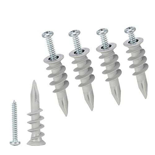 Self Drilling Drywall Plastic Anchors with Screws, Expansion Screws 56 Pieces (28 Pairs)