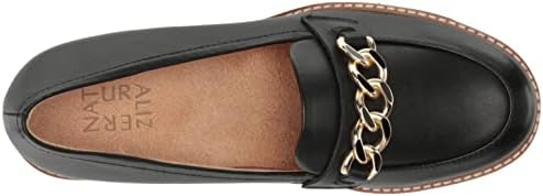 Naturalizer Womens Desi Chain Detail Platform Lug Sole Heeled Loafer,Black Leather,12W | Image 4