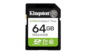 Kingston Canvas Select Plus SD Speicherkarte 64GB SDXC Gen3 100MB/s C10 UHS-I U1 V10 - SDS3/64GB