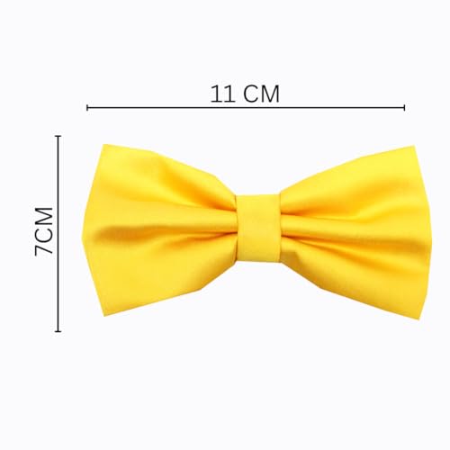 Image of Tie Studio Mens Formal Solid Bow tie | Satin | Microfiber | Standard Size | Premium fabric | Superior Clip Hold | Packaging - Box | Colour - Black Bow Tie (Set of 1)