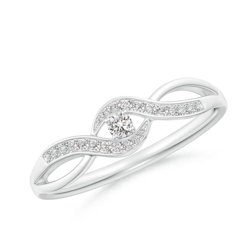 Angara Natural Diamond Solitaire Promise Ring for Women | Solitaire Round Diamond in 14K Solid Gold/Sterling Silver/Platinum | April Birthday, Anniversary Gemstone Jewellery Gift