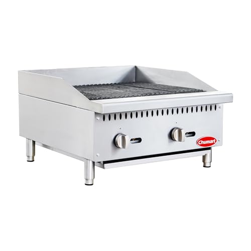 CHUMART 24” Commercial Charbroiler 2 Burners Gas Radiant Charbroiler with