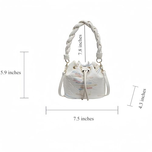 Image of Small Bucket Bags for Women, Mini Crossbody Tote Bag with Detachable Shoulder Strap, Girls Top Handle Handbag